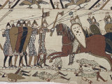 King Harold's Foot Soldieres with Spears and Battle Axes, Bayeux Tapestry, Normandy, France Photographic Print by Walter Rawlings