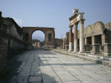 Corner of Forum and Arch of Tiberius, Pompeii, UNESCO World Heritage Site, Campania, Italy Photographic Print by Walter Rawlings