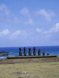 Beach with Nau Nau, Easter Island, Pacific Ocean, Chile, South America Photographic Print by Geoff Renner