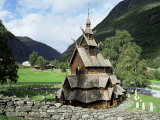 Best Preserved 12th Century Stave Church in Norway, Borgund Stave Church, Western Fjords, Norway Photographic Print by Gavin Hellier