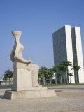 Palacio Do Congresso from the Palace of Justice, Brasilia, Unesco World Heritage Site, Brazil Photographic Print by Geoff Renner