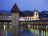 Kapellbrucke (Covered Wooden Bridge) Over the River Reuss, Lucerne (Luzern), Switzerland Photographie par Gavin Hellier