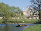 Punting on the Backs, with St. John's College, Cambridge, Cambridgeshire, England Photographic Print by G Richardson