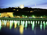 Basilique Notre Dame De Fourviere, Tour Mettalique, River Saone, Lyon, Rhone, France Photographic Print by David Hughes
