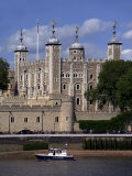 A Police Launch on the River Thames, Passing the Tower of London, England Photographic Print by David Hughes