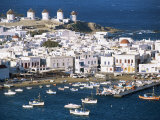 Town, Harbour and Windmills, Mykonos Town, Island of Mykonos, Cyclades, Greece Photographic Print by Lee Frost Town, Harbour and Windmills, Mykonos Town, Island of Mykonos, Cyclades, Greece Photographic Print by Lee Frost