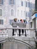 Gondoliers Chatting on Bridge, Near San Marco, Venice, Veneto, Italy Photographic Print by Lee Frost