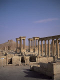 Graeco-Roman Tetrapylon and Qalaat Ibn Maan, 17th Century Arab Castle on Hill, Palmyra, Syria Photographic Print by Christopher Rennie