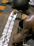 Printing Kente Cloth, Kumasi, Capital of the Ashanti Kingdom, Ghana, West Africa, Africa Photographic Print by David Poole
