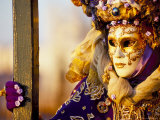 Portrait of a Person Dressed in Mask and Costume Taking Part in Carnival, Venice, Italy Photographic Print by Lee Frost