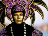 Portrait of a Person Dressed in Mask and Costume Taking Part in Carnival, Venice, Italy Photographic Print by Lee Frost