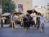 Street Scene with Horse Drawn Carriages, Rawalpindi, Punjab, Pakistan Photographic Print by David Poole