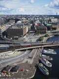 Norrmalm Waterfront with Cruise Boats, Railway and the Sheraton Hotel, Stockholm, Sweden Photographie par Christopher Rennie