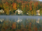 Large Houses Beside Lake Flower at Saranac Lake Town in Early Morning, New York State, USA Photographic Print by Julian Pottage