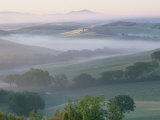 Misty Dawn View Across Val d'Orcia Towards the Belvedere, Near San Quirico d'Orcia, Tuscany, Italy Photographic Print by Lee Frost