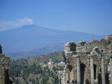 Greek Theatre and Mount Etna, Taormina, Sicily, Italy Photographic Print by J Lightfoot
