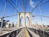 Pedestrian Walkway on the Brooklyn Bridge Looking Towards Manhattan, New York City, New York, USA Photographic Print by Amanda Hall
