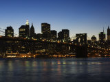 Manhattan Skyline and Brooklyn Bridge at Dusk, New York City, New York, USA Photographic Print by Amanda Hall