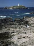 Godrevy Island Lighthouse, Near St. Ives, North Coast, Cornwall, England, United Kingdom Photographic Print by Duncan Maxwell