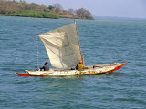 Canoe with Sail, River Gambia, the Gambia, West Africa, Africa Photographic Print by J Lightfoot