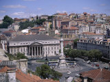 Aerial View of Rossio Square and City, Lisbon, Portugal Photographic Print by J Lightfoot
