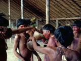 Yanomami Drinking Plantain Soup at Feast, Brazil, South America Photographic Print by Robin Hanbury-tenison
