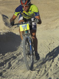 Competitior Riding Uphill on Sandy Track in Mount Sodom International Mountain Bike Race, Israel Photographic Print by Eitan Simanor