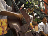 Counterbass with Trumpet Player, Part of Traditional Band Playing in a Cafe, Habana Vieja, Cuba Lámina fotográfica por Eitan Simanor