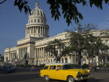 Old American Car Passing the Capitolio Nacional, Havana, Cuba, West Indies, Central America Photographic Print by Eitan Simanor