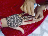 Henna Designs Being Applied to a Woman's Hand, Rajasthan State, India Photographic Print by Bruno Morandi