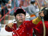 Archery Contest, Naadam Festival, Oulaan Bator (Ulaan Baatar), Mongolia, Central Asia Photographic Print by Bruno Morandi