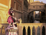 Carnival Costume and the Bridge of Sighs, Venice, Veneto, Italy Photographic Print by Simon Harris