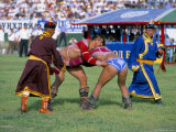 Wrestling Match, Naadam Festival, Oulaan Bator (Ulaan Baatar), Mongolia, Central Asia Photographic Print by Bruno Morandi