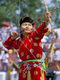 Archery Contest, Naadam Festival, Oulaan Bator (Ulaan Baatar), Mongolia, Central Asia Photographic Print by Bruno Morandi