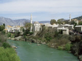 Grand Mosque (Karadjoz Beg) and River Neretya, Mostar, Bosnia Herzegovina Photographic Print by Michael Short