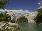 The New Old Bridge Over the Fast Flowing River Neretva, Mostar, Bosnia, Bosnia-Hertzegovina Photographic Print by Graham Lawrence