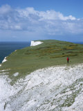 White Cliffs and Walker, Tennyson Down, Owned by National Trust, Isle of Wight, England Photographic Print by David Hunter White Cliffs and Walker, Tennyson Down, Owned by National Trust, Isle of Wight, England Photographic Print by David Hunter