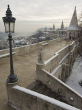 Snow on Fishermans Bastion, Castle Hill Area, Budapest, Hungary Photographic Print by Christian Kober