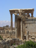 Snow Capped Mountains of the Anti-Lebanon Range Behind the Roman Archaeological Site, Lebanon Photographic Print by Christian Kober