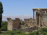 Snow Capped Mountains of the Anti-Lebanon Range Behind the Roman Archaeological Site, Lebanon Photographic Print by Christian Kober