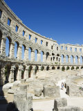 Arched Walls and Columns of 1st Century Roman Amphitheatre, Pula, Istria Coast, Croatia Photographic Print by Christian Kober