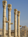 Archaeological Ruins, and Qala'At Ibn Maan Castle in Distance, Palmyra, Syria Photographic Print by Christian Kober