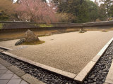 Ryoanji Temple, Dry Stone Garden and Blossom, Kyoto City, Honshu Island, Japan Photographic Print by Christian Kober