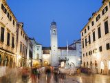 Placa Pedestrian Promenade and Bell Tower, Old Town, Dubrovnik, Dalmatia, Croatia Photographic Print by Christian Kober