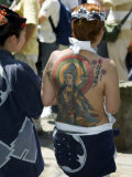 Girl with Shiva Tattoo on Back, Sensoji Temple, Asakusa, Japan Photographic Print by Christian Kober