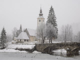 Ducks on Frozen Lake, Lake Bohinj, Slovenia Photographic Print by Christian Kober