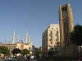 Clock Tower in Place d'Etoile (Nejmeh Square), New Mosque Behind, Downtown, Beirut, Lebanon Photographic Print by Christian Kober