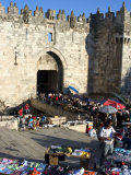 Market at the Damascus Gate, Old Walled City, Jerusalem, Israel, Middle East Photographic Print by Christian Kober