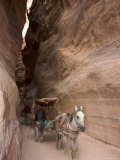 Horse and Cart Ride Through the Siq, Petra, Wadi Musa (Mousa), Jordan, Middle East Photographic Print by Christian Kober