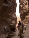 Horse and Cart Ride Through the Siq, Petra, Wadi Musa (Mousa), Jordan, Middle East Photographic Print by Christian Kober